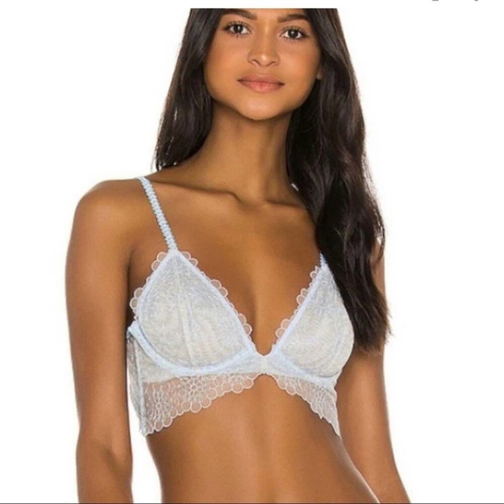 Free People Size 32D Lucia Lace Convertible Underwire Lightly Lined Bra Blue NEW